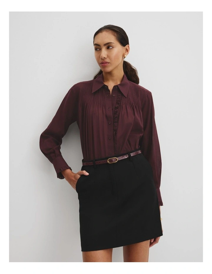 Soft Ruffle Blouse in Plum image 3