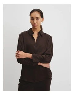 Satin Shirt in Cocoa Bean
