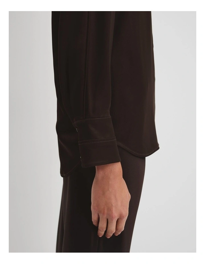 Satin Shirt in Cocoa Bean image 4