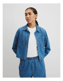 Pocket Denim Shirt in Mid Blue Wash