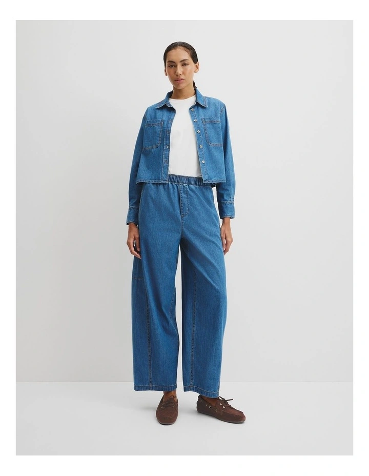 Pocket Denim Shirt in Mid Blue Wash image 3