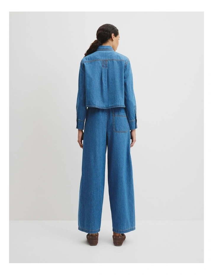 Pocket Denim Shirt in Mid Blue Wash image 4