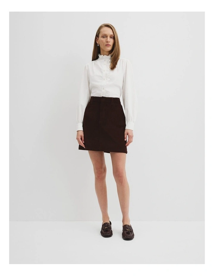 Corduroy Mini Skirt in Cocoa Bean image 1