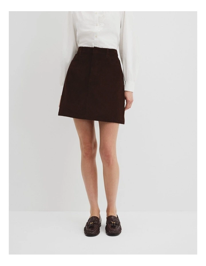 Corduroy Mini Skirt in Cocoa Bean image 3