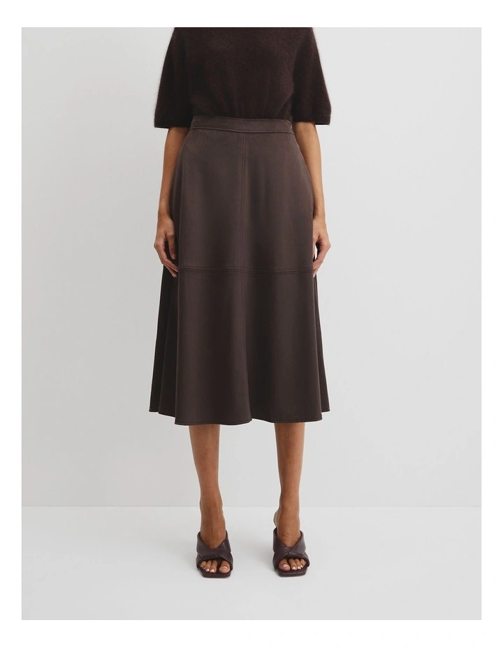 Faux Suede Skirt in Cocoa Bean image 1