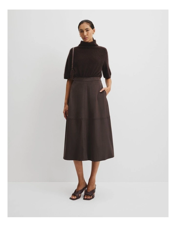 Faux Suede Skirt in Cocoa Bean image 2
