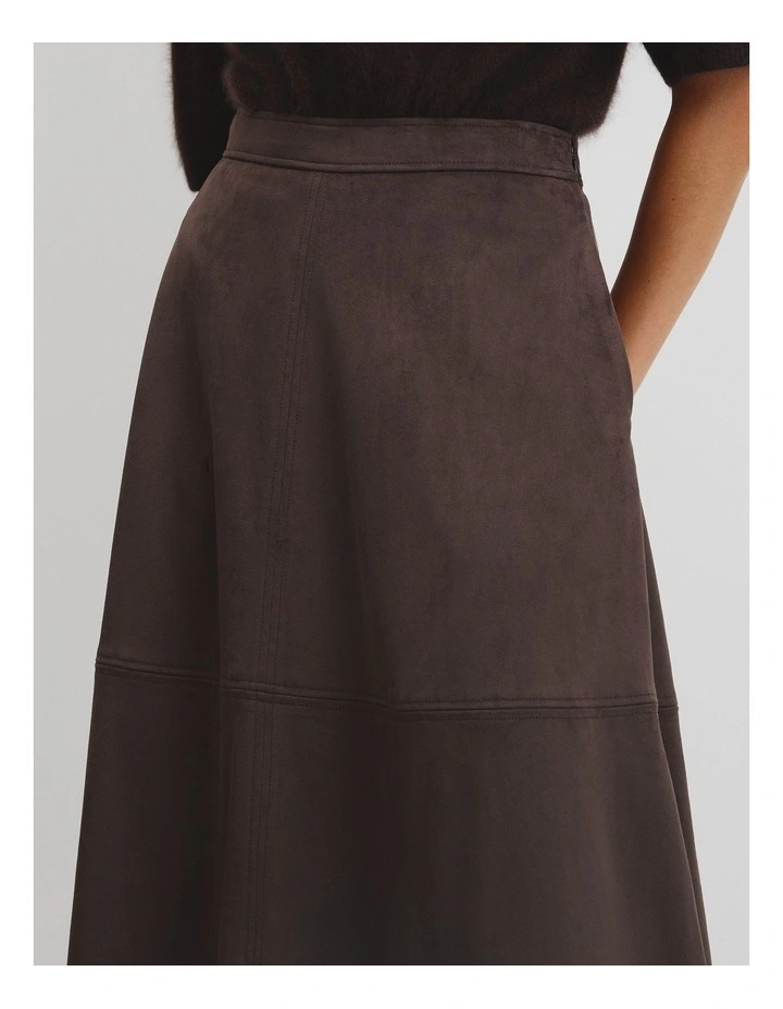 Faux Suede Skirt in Cocoa Bean image 3