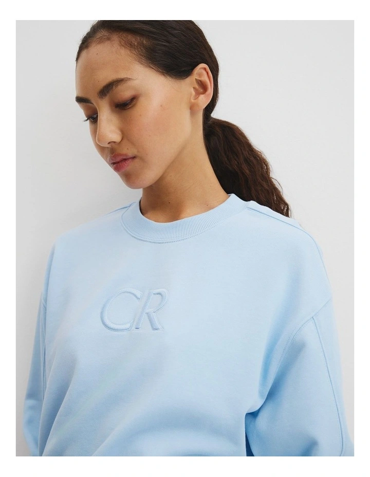 Australian Cotton Cr Logo Sweat in Light Storm Blue image 2