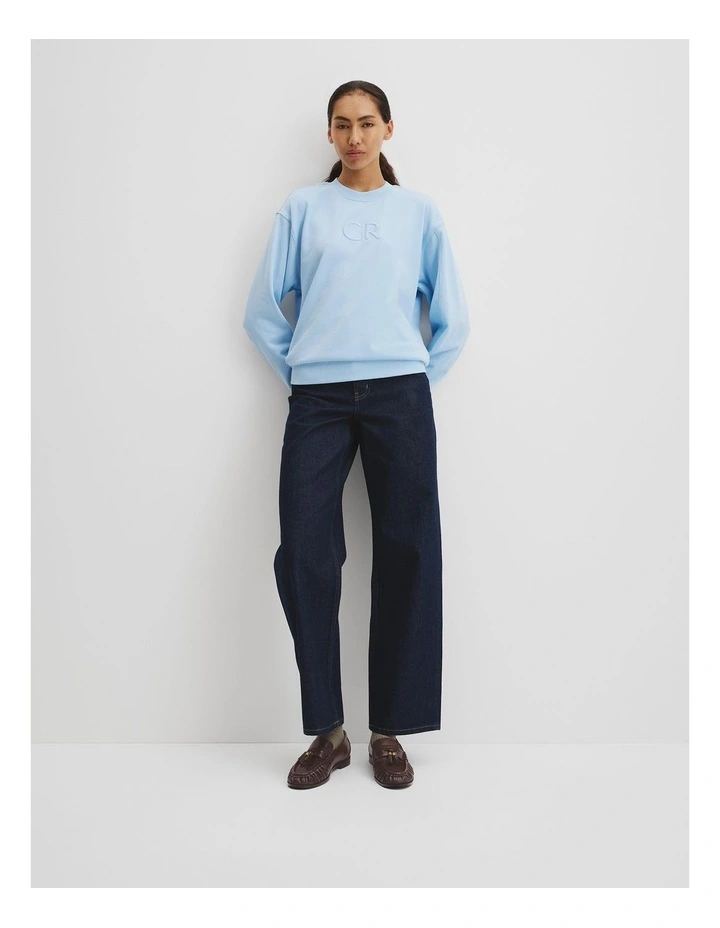 Australian Cotton Cr Logo Sweat in Light Storm Blue image 3