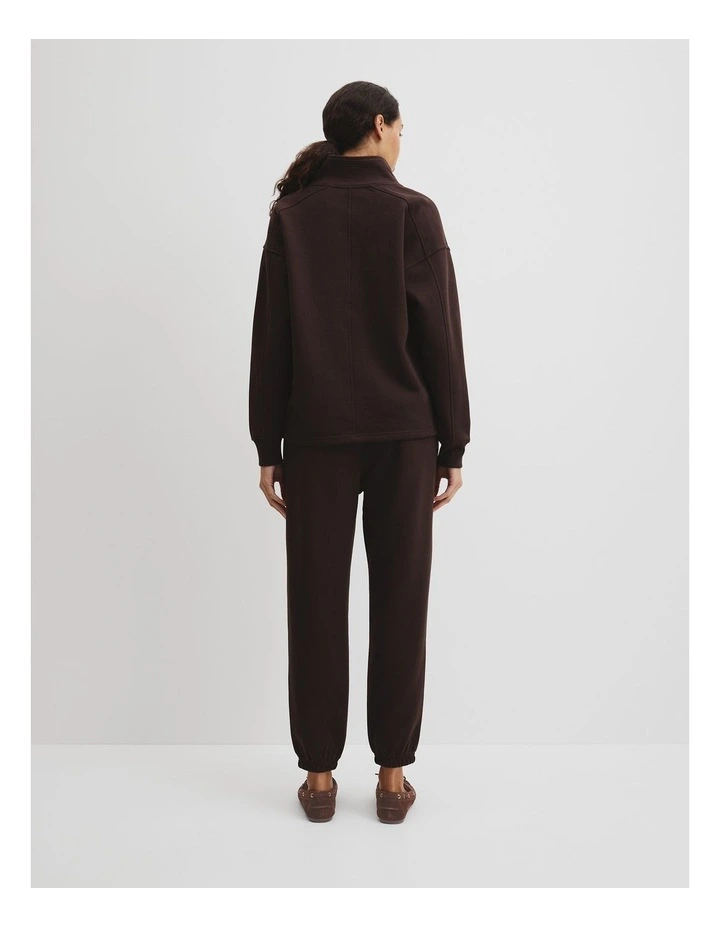 Australian Good Earth Cotton Zip Neck Sweat in Cocoa Bean image 4