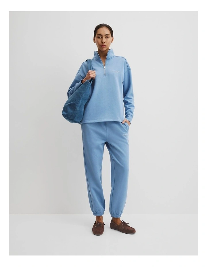 Australian Good Earth Cotton(TM) Zip Neck Sweat in Storm Blue image 3