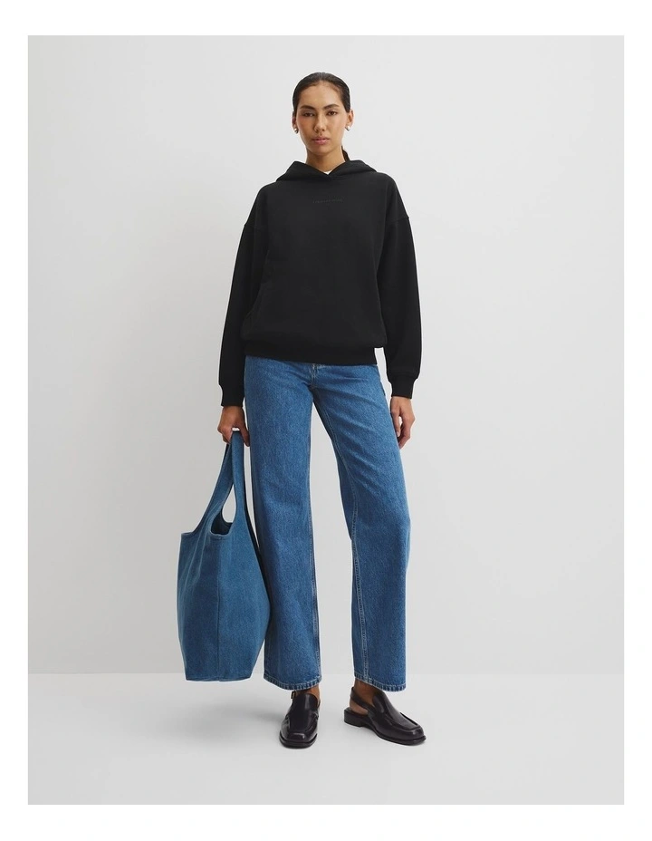 Australian Good Earth Cotton Pull Over Hooded Sweat Top in Black image 1