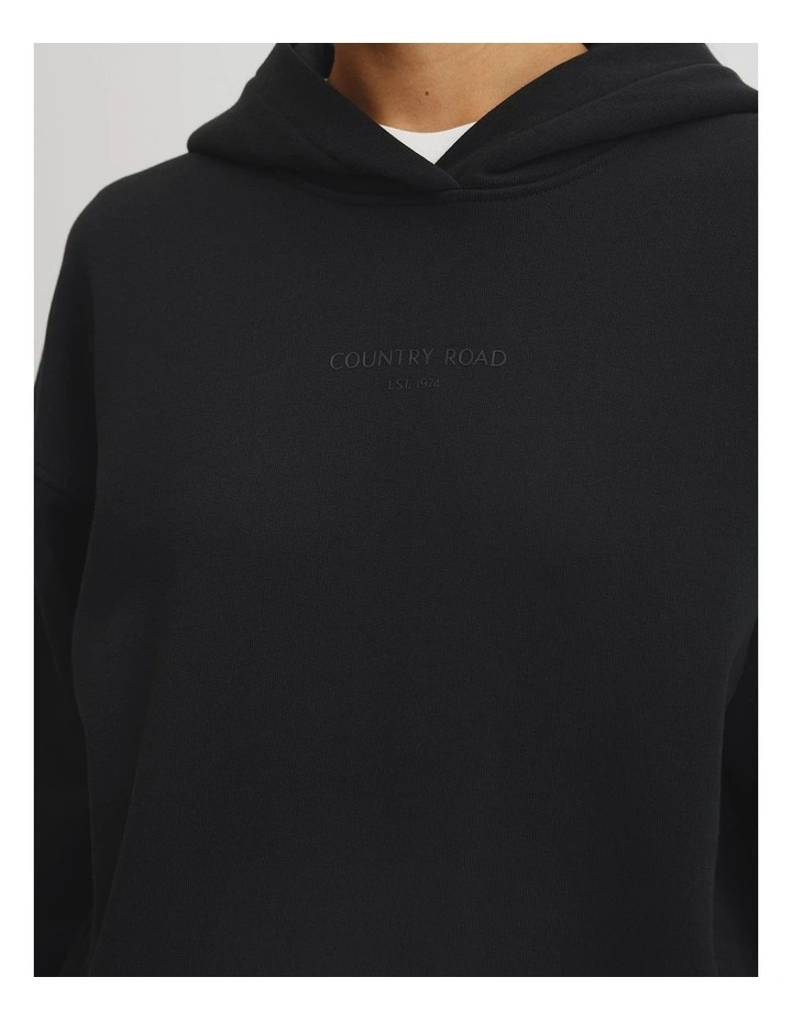 Australian Good Earth Cotton Pull Over Hooded Sweat Top in Black image 2