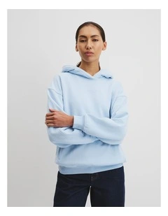 Australian Good Earth Cotton Pull Over Hooded Sweat in Light Storm Blue