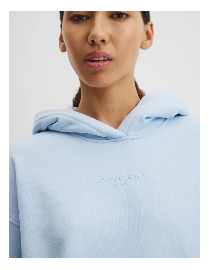 Australian Good Earth Cotton Pull Over Hooded Sweat in Light Storm Blue image 2