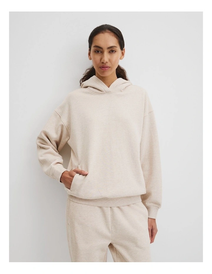 Australian Good Earth Cotton Pull Over Hooded Sweat in Cream image 1