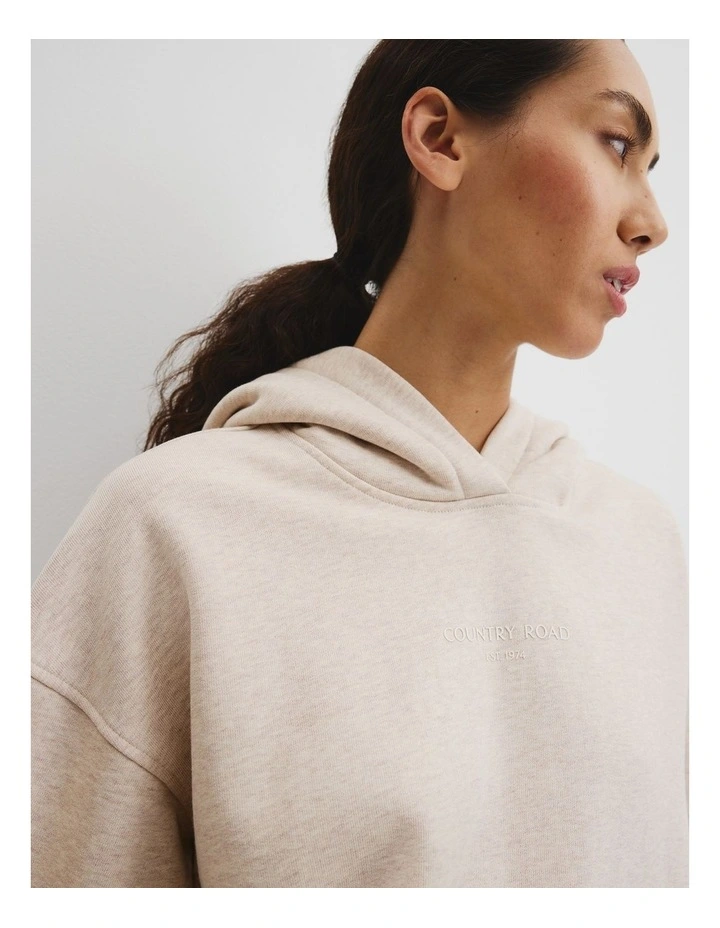 Australian Good Earth Cotton Pull Over Hooded Sweat in Cream image 2