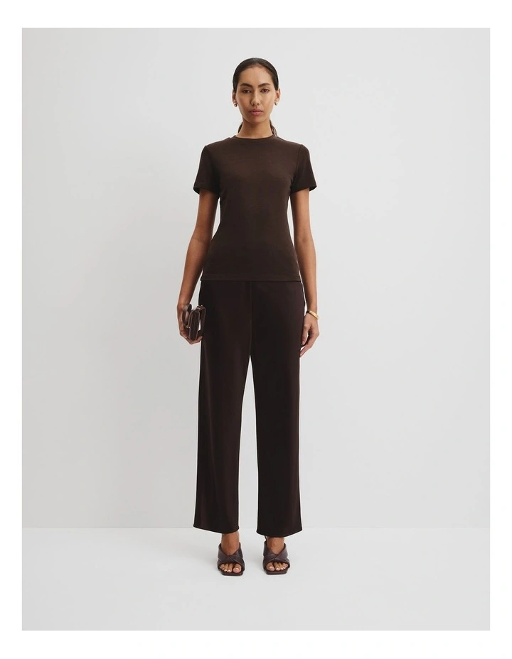 Australian Cotton Blend Fitted T-shirt in Cocoa Bean image 3