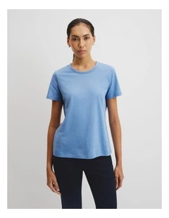 Australian Good Earth Cotton(TM) Slub Short Sleeve T-shirt in Storm Blue
