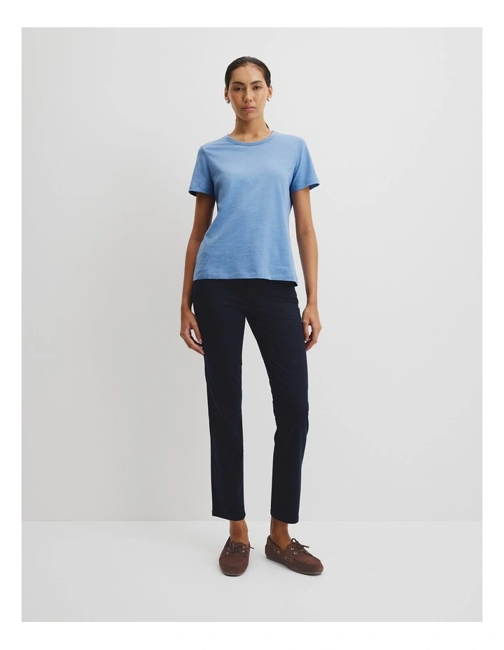 Australian Good Earth Cotton(TM) Slub Short Sleeve T-shirt in Storm Blue image 3