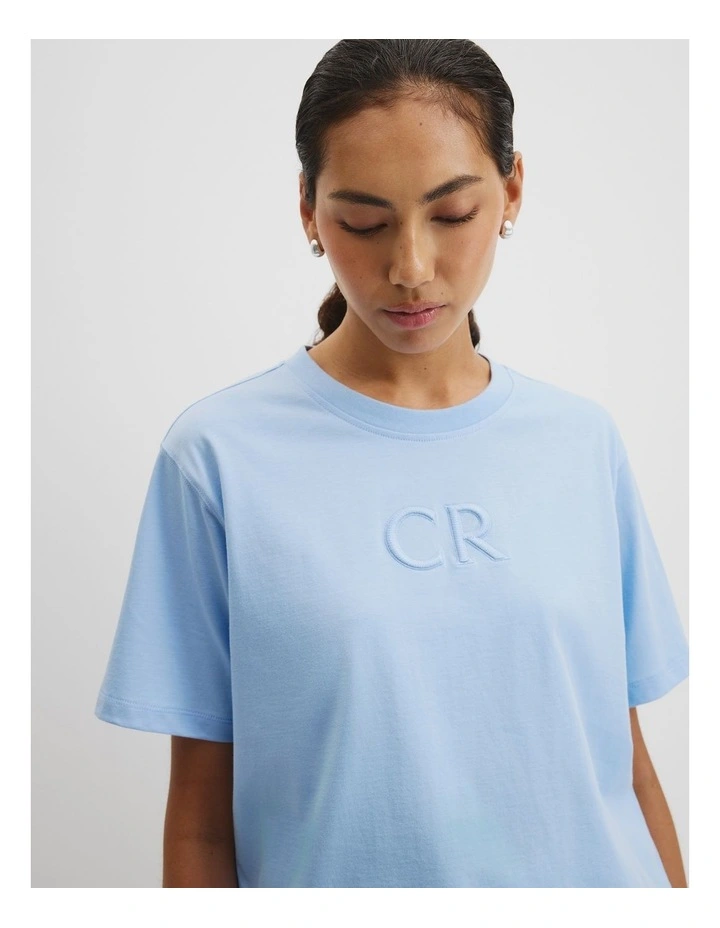 Australian Cotton Cr Logo T-shirt in Light Storm Blue image 2