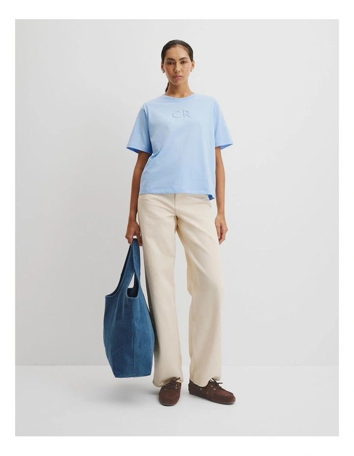 Australian Cotton Cr Logo T-shirt in Light Storm Blue image 3