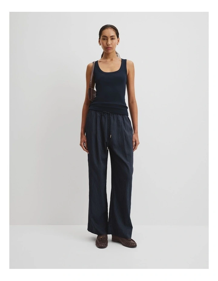 Australian Cotton Scoop Rib Tank in Navy image 1