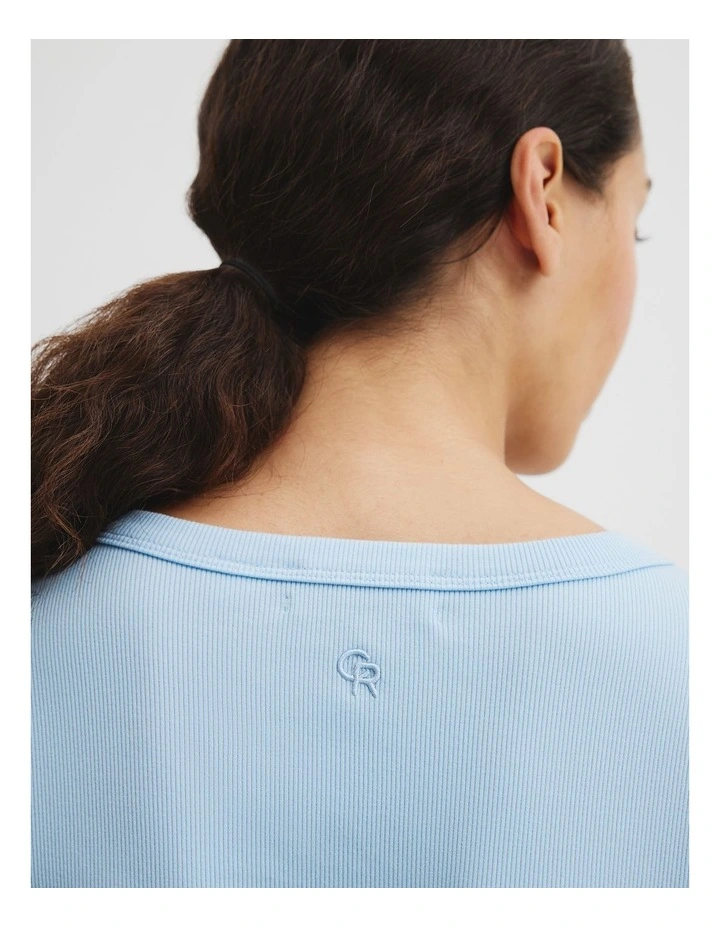 Australian Cotton Scoop Rib Tank in Light Storm Blue image 3