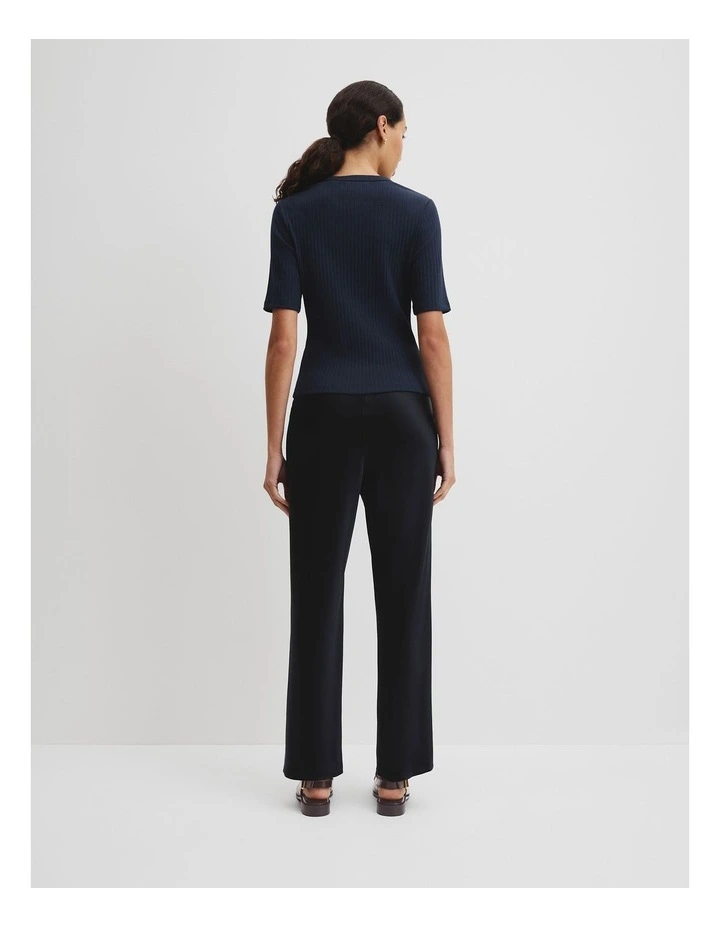 Australian Cotton Blend Short Sleeve Fitted T-shirt in Navy image 4