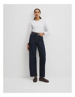 Australian Good Earth Cotton(TM) Textured Slub Long Sleeve T-shirt in White