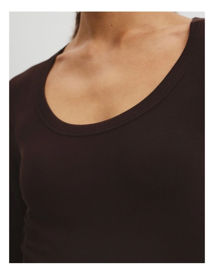 Cupro Rib Top in Cocoa Bean image 2