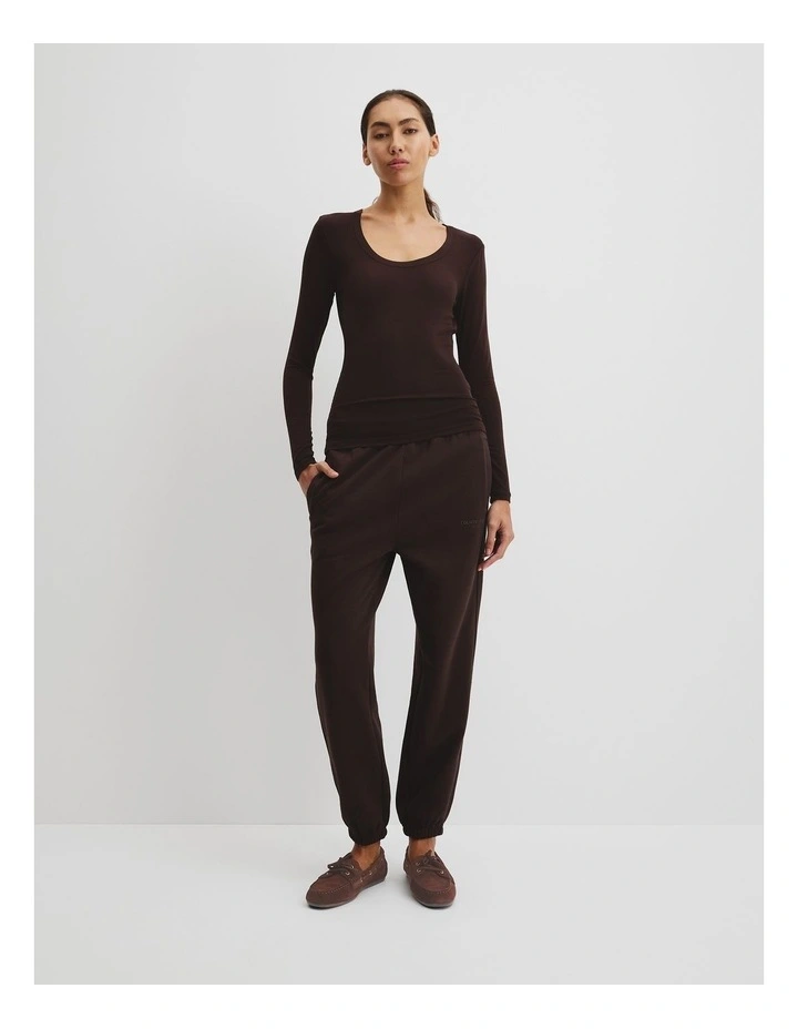 Cupro Rib Top in Cocoa Bean image 3