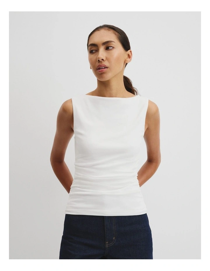 Boat Neck Tank in Antique White image 1