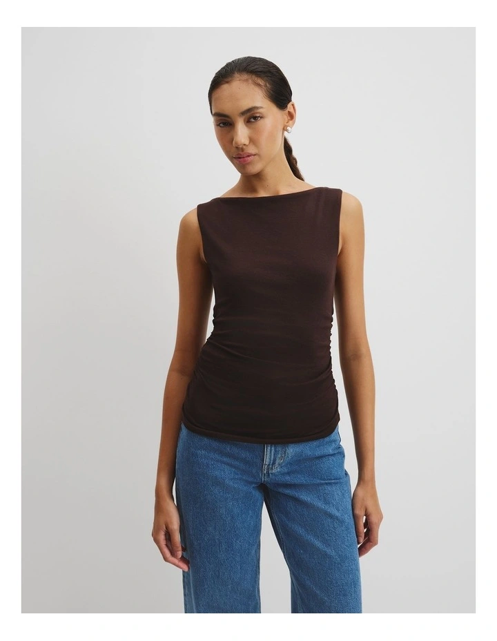 Boat Neck Tank in Cocoa Bean image 3