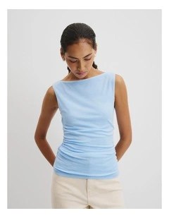 Boat Neck Tank in Light Storm Blue