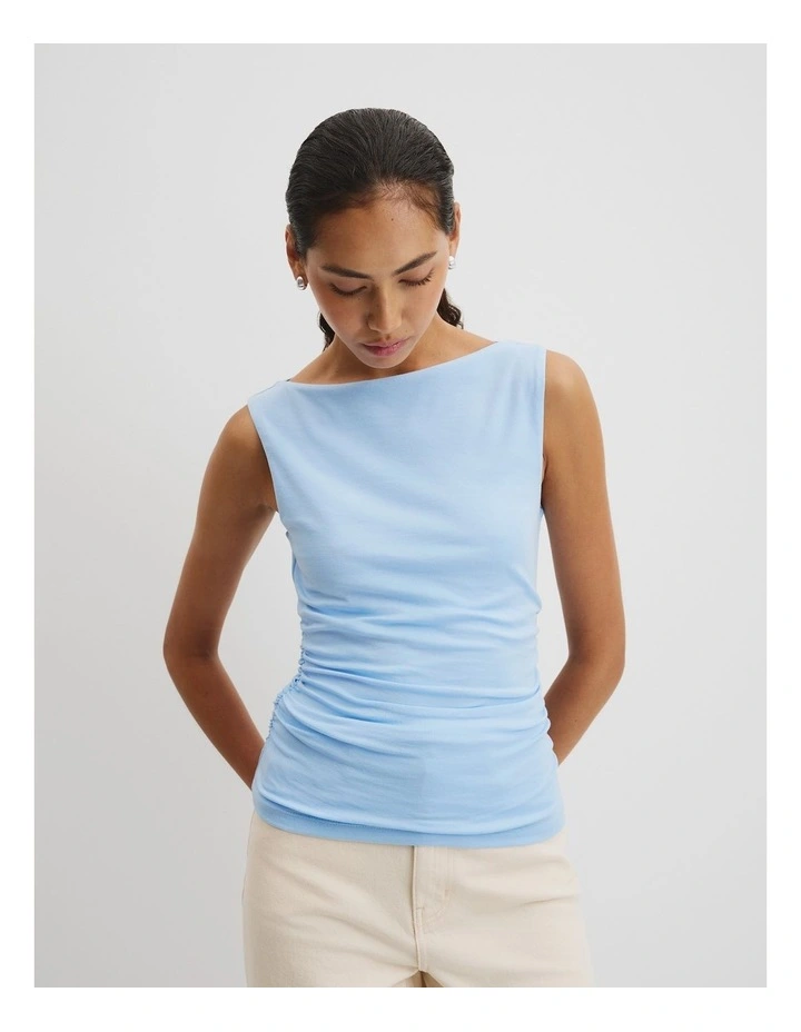 Boat Neck Tank in Light Storm Blue image 1