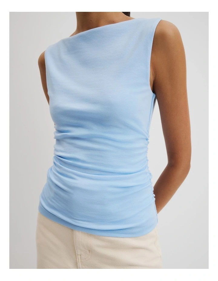 Boat Neck Tank in Light Storm Blue image 2