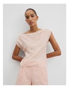 Crinkle Bias Top in Guava Tint