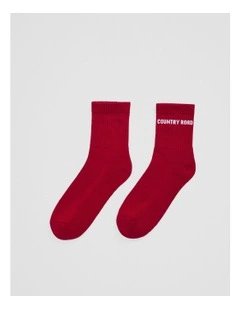 Australian Cotton Blend Cr Sport Quarter Crew Sock in Garnet