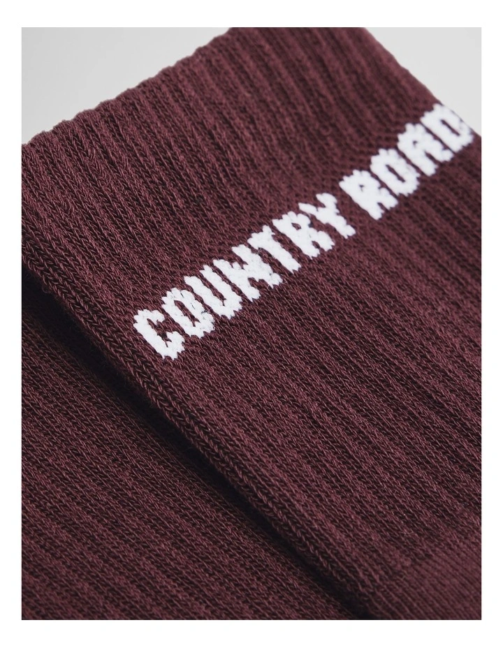 Australian Cotton Blend Cr Sport Quarter Crew Sock in Plum image 2