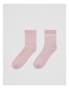 Australian Cotton Blend Sport Quarter Crew Sock in Floss Pink