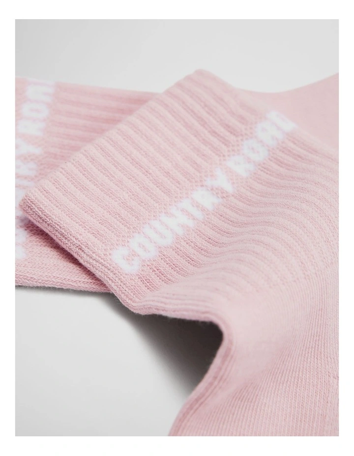 Australian Cotton Blend Sport Quarter Crew Sock in Floss Pink image 2