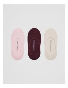 Australian Cotton Blend No Show Sock Pack Of 3 in Multi