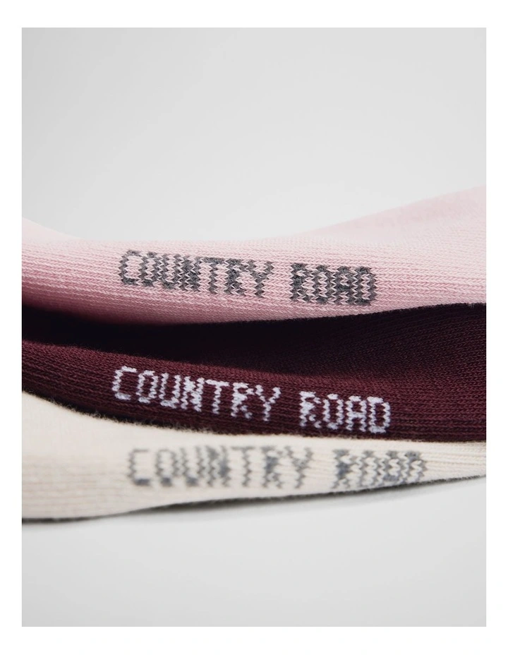 Australian Cotton Blend No Show Sock Pack Of 3 in Multi image 2