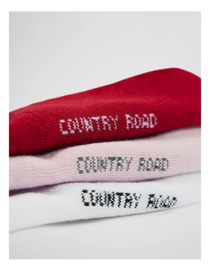 Australian Cotton Blend Cushion Sock Pack Of 3 in Garnet image 2