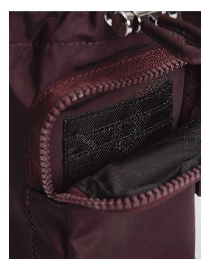 Recycled Polyester Drink Bottle Crossbody Bag in Plum image 4