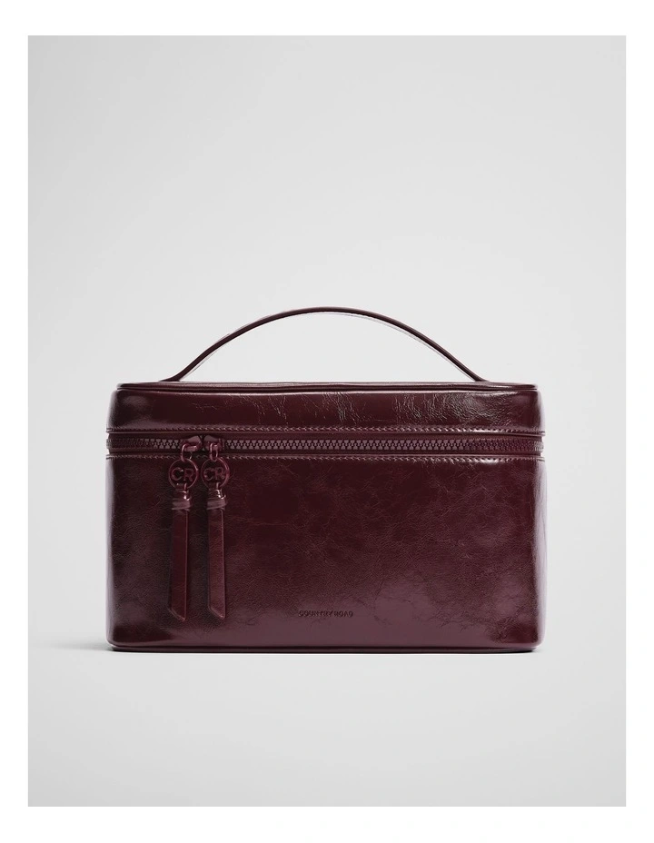 Branded Detail Cosmetic Case Bag in Plum image 1