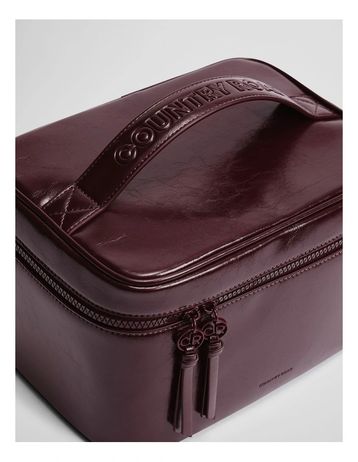 Branded Detail Cosmetic Case Bag in Plum image 2
