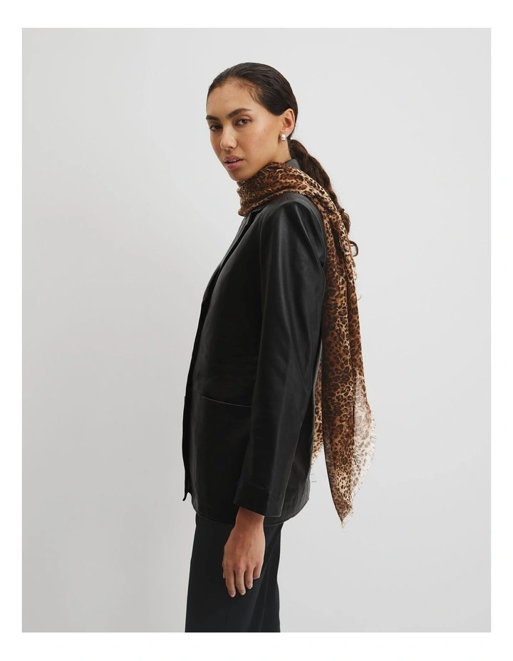 Wool Leopard Scarf in Cognac image 2