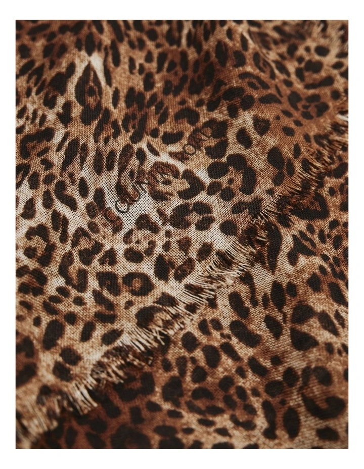 Wool Leopard Scarf in Cognac image 4
